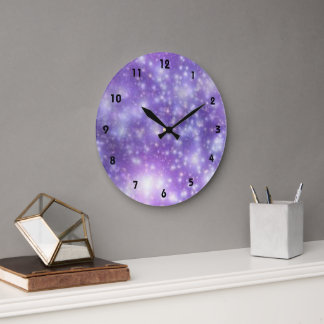 Reloj Redondo Grande Efecto Nube Stars de Purple Blue Sky
