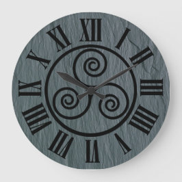Reloj Redondo Grande Efecto pizarra galesa, icono celta, higos romanos 