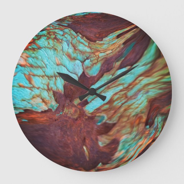 Reloj Redondo Grande Efecto Rústico Metálico Rústico Rust Paint. Arte i (Anverso)