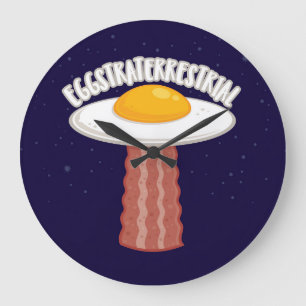 Reloj Redondo Grande Eggstraterrestririal con texto