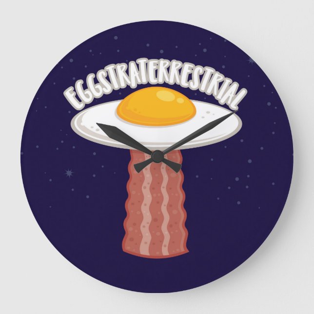 Reloj Redondo Grande Eggstraterrestririal con texto (Anverso)