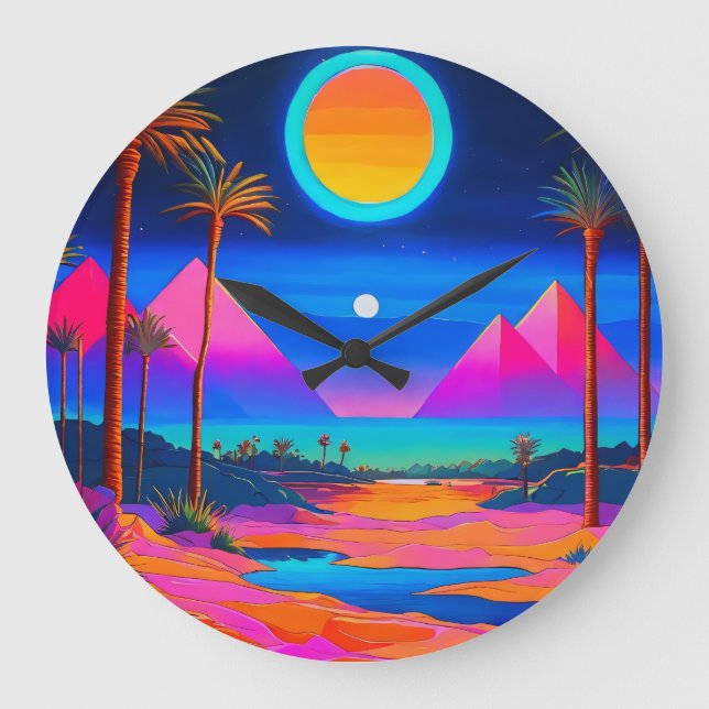 Reloj Redondo Grande Egipto psicodélico (Anverso)