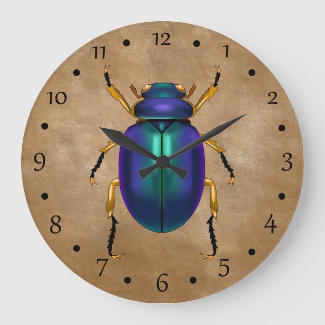 Reloj Redondo Grande Egyptian Sands Scarab Beetle (Anverso)