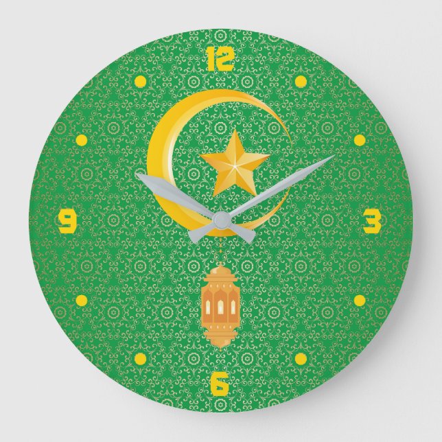 Reloj Redondo Grande Eid al Fitr Mubarak Ramadan Kareem Estrella de la  (Anverso)