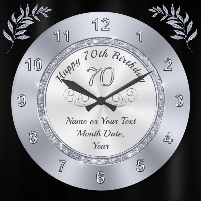 Reloj Redondo Grande El 70 aniversario personalizado le presenta (70th birthday gift for dad. 70th birthday gift for mom, sister, friend. 70 year birthday gift. )