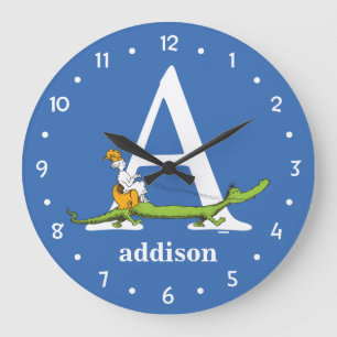 Reloj Redondo Grande El ABC de Dr. Seuss: Letra A - Blanco   Agrega tu 