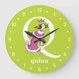 Reloj Redondo Grande El ABC de Dr. Seuss: Letra Q - Blanco Agrega tu