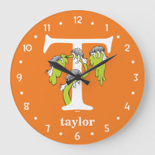 Reloj Redondo Grande El ABC de Dr. Seuss: Letra T - Blanco Agrega tu
