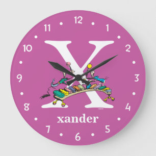 Reloj Redondo Grande El ABC de Dr. Seuss: Letra X - Blanco   Agrega tu 