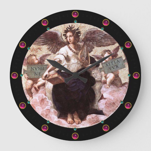 Reloj Redondo Grande El acuario de POETRÍA Fresco de Raffaello Sanzio (Anverso)