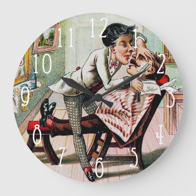 Reloj Redondo Grande El afeitar de la peluquería de caballeros del (Anverso)