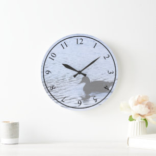 Reloj Redondo Grande El agua solitaria del lago wildlife del pato