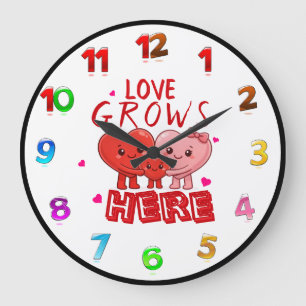 Reloj Redondo Grande El amor crece aquí