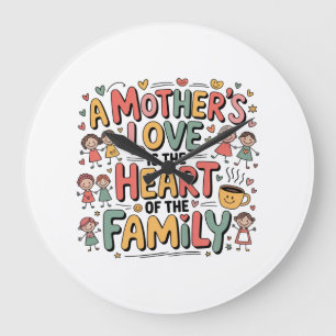 Reloj Redondo Grande El amor de una madre es el corazón de la familia