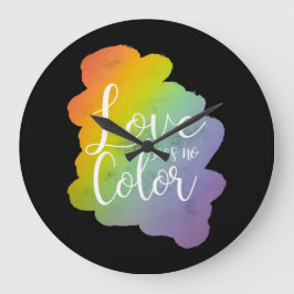 Reloj Redondo Grande El amor no ve ninguna cita de color negro arcoiris
