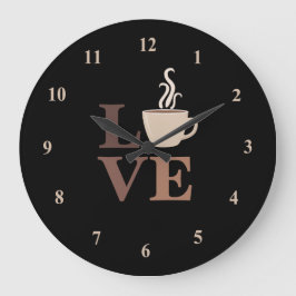 Reloj Redondo Grande El amor por el café en negro