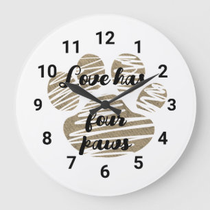 Reloj Redondo Grande El amor tiene cuatro patas Huella de pata linda