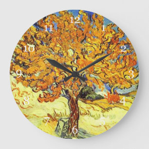 Reloj Redondo Grande El árbol de morera, Vincent van Gogh. Arte vintage