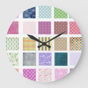 Reloj Redondo Grande El arco iris tejó el modelo de los cuadrados