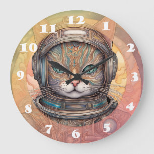 Reloj Redondo Grande El astronauta del gato detalla el dolor en el arte