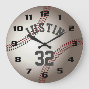 Reloj Redondo Grande El béisbol realista te añade su propio nombre y nú