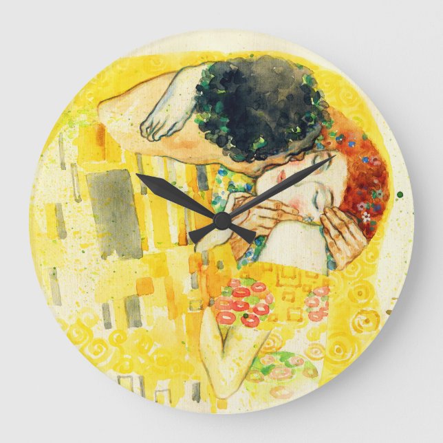 Reloj Redondo Grande El beso. ilustracion. (Anverso)