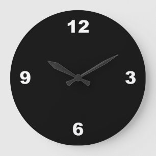 Reloj Redondo Grande El blanco grande del fondo negro numera el reloj