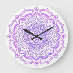 Reloj Redondo Grande El Boho Bohemian yoga morado Mandala