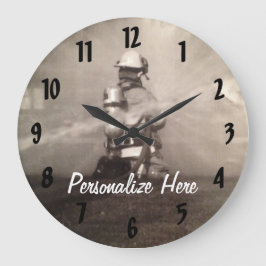 Reloj Redondo Grande El bombero trabajando en las líneas