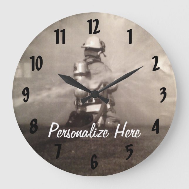 Reloj Redondo Grande El bombero trabajando en las líneas (Anverso)