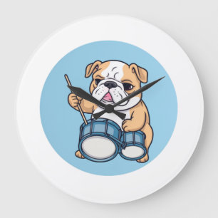 Reloj Redondo Grande El Bulldog Bateria Ritmos y Bulldog Grooves