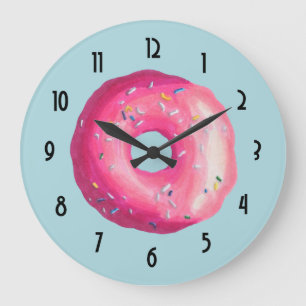 Reloj Redondo Grande El buñuelo con el rosa que hiela y asperja
