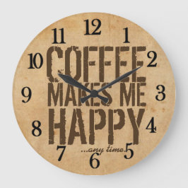 Reloj Redondo Grande El café me hace feliz en cualquier momento
