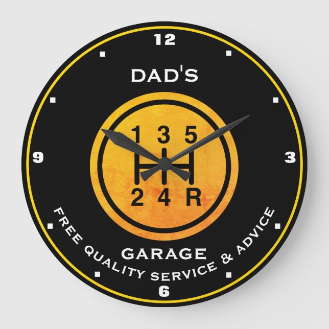 Reloj Redondo Grande El cambio de los engranajes de oro negros de papá  (Anverso)