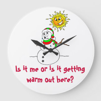 Reloj Redondo Grande El Chiste De Snowman Se Está Calentando Aquí
