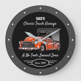 Reloj Redondo Grande El clásico garaje de camión de papá llamado Chevy 