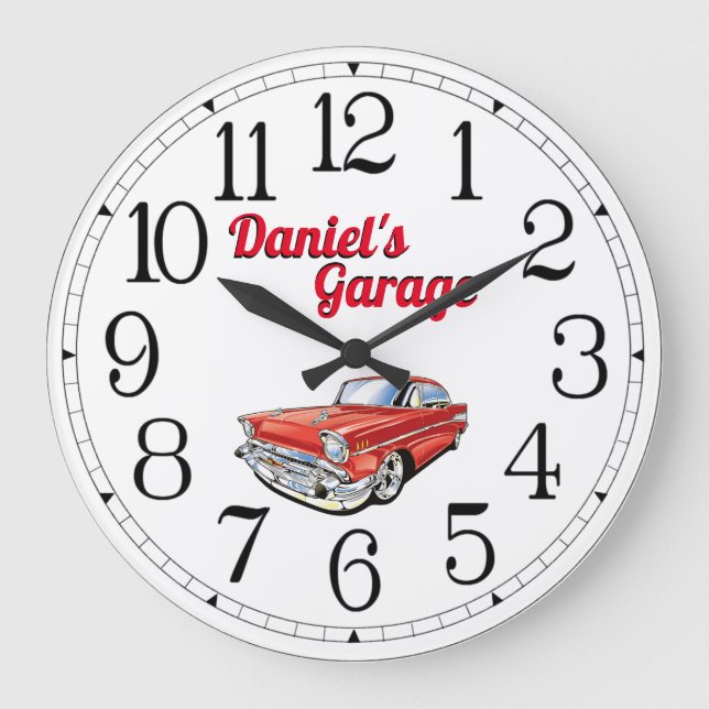 Reloj Redondo Grande El clásico garaje de coches de Daniel (Anverso)