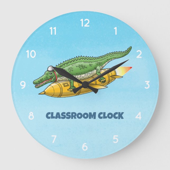 Reloj Redondo Grande El Cohete Dorado de Croc (Anverso)