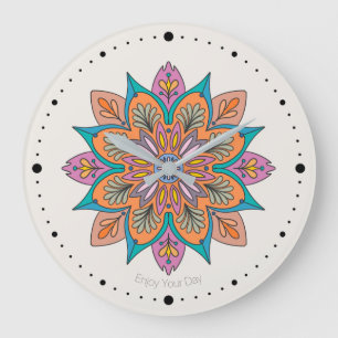 Reloj Redondo Grande El colorido círculo de la India: Un Mandala decora
