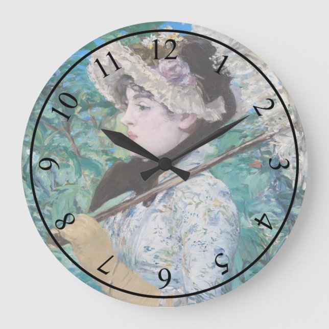 Reloj Redondo Grande El cuadro de arte impresionista Le Printemps Manet (Anverso)