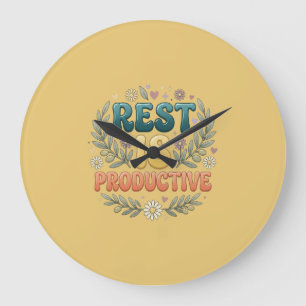 Reloj Redondo Grande El descanso es productivo   Inspiración de autocui