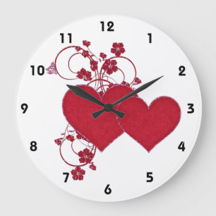 Reloj Redondo Grande El día de San Valentín de diseño de doble corazón