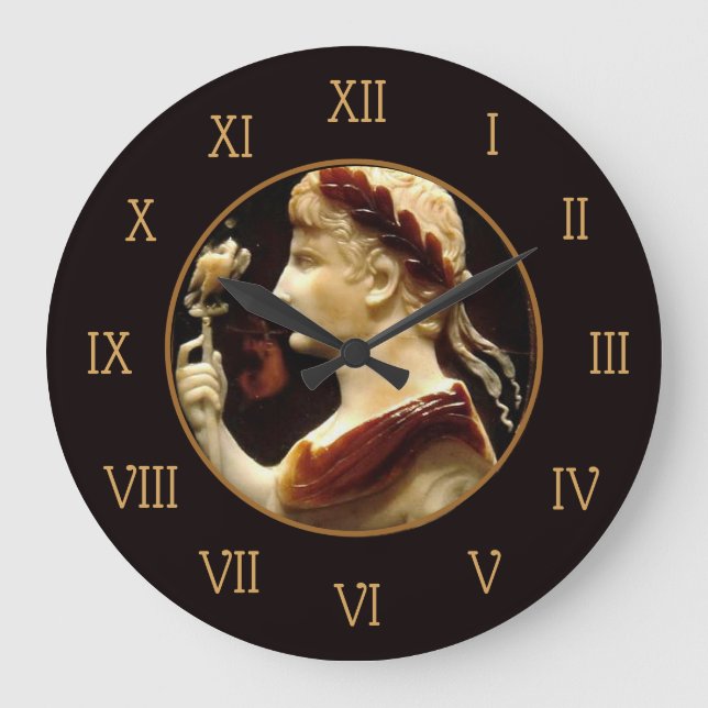 Reloj Redondo Grande El emperador romano Octavian Augustus Cameo Arte E (Anverso)