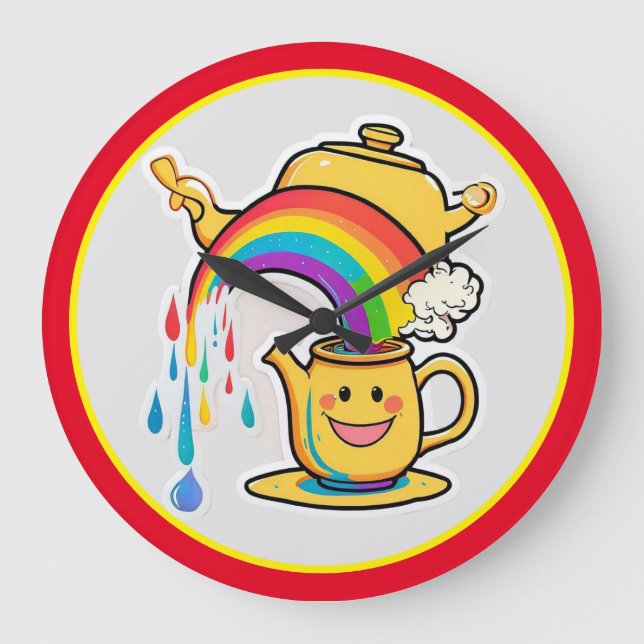 Reloj Redondo Grande "El encantador arcoiris de Teapot" (Anverso)