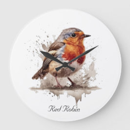 Reloj Redondo Grande El encantador Backyard Robin, personalizado