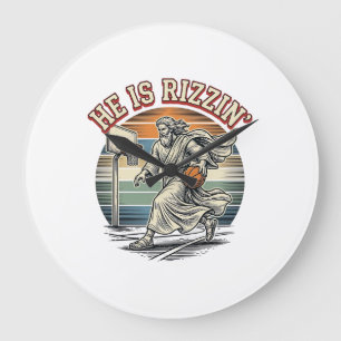 Reloj Redondo Grande Él Está Rizzin Camiseta Religiosa de Baloncesto Vi