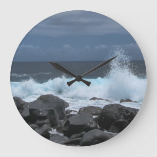 Reloj Redondo Grande El estrellarse de las ondas