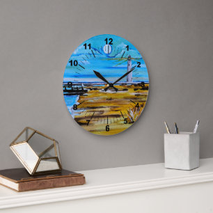 Reloj Redondo Grande El faro en la playa Pintura de Alfred Fox