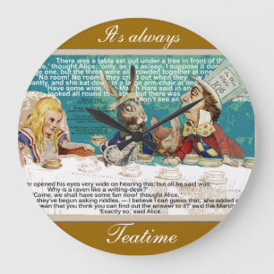 Reloj Redondo Grande El Fiesta del té de Mad Hatter