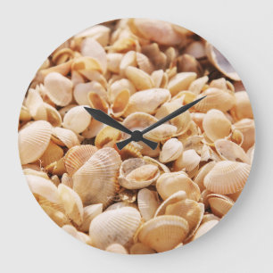 Reloj Redondo Grande El fondo texturizado de verano en Sea Beach Shell